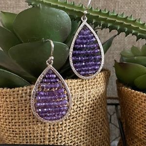 Silpada Amethyst Crystal Teardrop Earrings